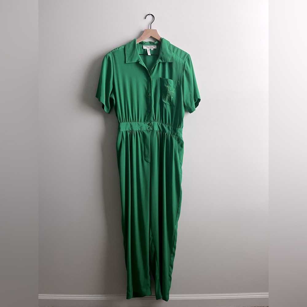 Vintage Bright Kelly Green 80s Jumpsuit